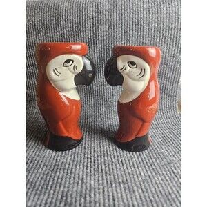 Vintage Tiki Glasses Macaw Parrot Vase Mug  Red, Set of 2